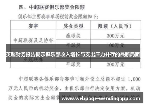 英超财务报告揭示俱乐部收入增长与支出压力并存的最新局面