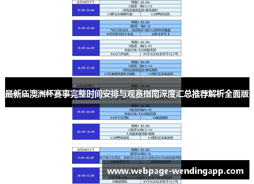 最新庙澳洲杯赛事完整时间安排与观赛指南深度汇总推荐解析全面版 最新庙澳洲杯赛事完整时间安排与观赛指南深度汇总推荐解析全面版